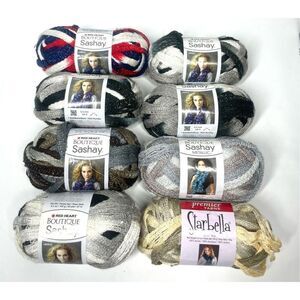 Red Heart Boutique Sashay Acrylic Metallic Ruffling Yarn 8 Rolls 3.5 oz New!